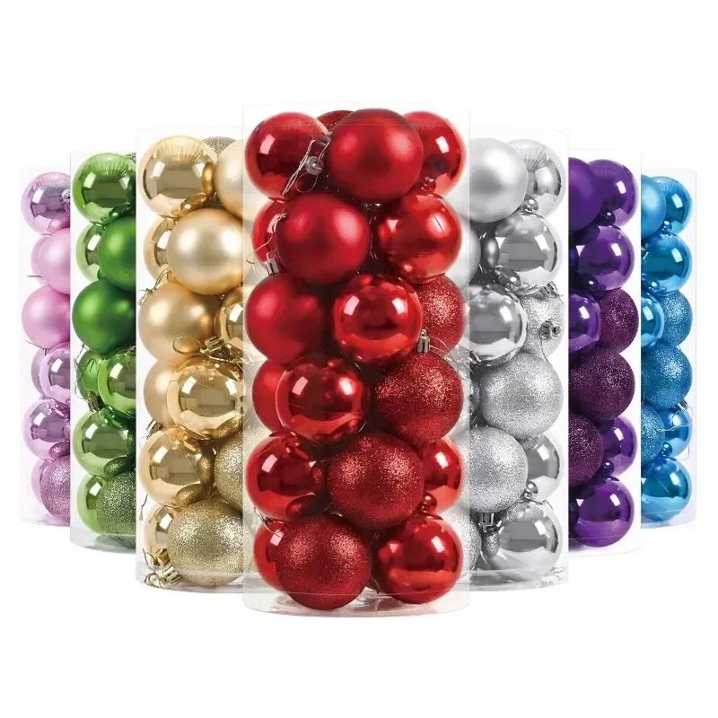 Hot 24Pcs 3/4/6CM Christmas Balls Big Ball Christmas Tree Pendant Ornaments for Party Decor New Year Navidad Gifts Accessory