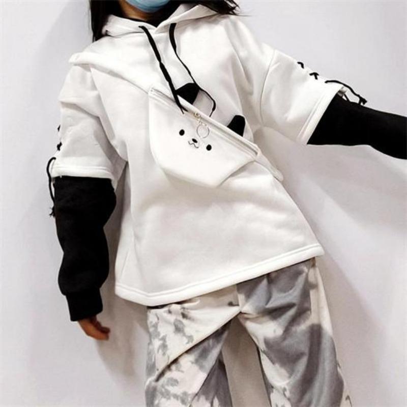 Winter Korean Warm Hoodie Ruili Bear Anime Hoodie Women Kawaii Round Neck Long Sleeve Hoodie Fashion Super Street