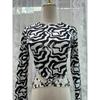 Yanzi Export Pure Original Sexy Sexy Round Neck Midriff Outfit Lace-up Black and White Zebra Print T-shirt Silm Tops