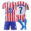 Conjunto de Roupa de Futebol de Clube 2526 Não. 7 Gletzman 19 Alvarez Atlético de Madrid Casa Fora