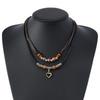 Butterfly-shaped Wooden Beaded Double-layer Necklace, Women's Retro-style Woven Rope Collarbone Chain