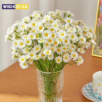 60heads Artificial Daisy Flowers Small Daisy Fake Flower Bouquet for Valentines Wedding Party Table Decoration DIY Home Decor