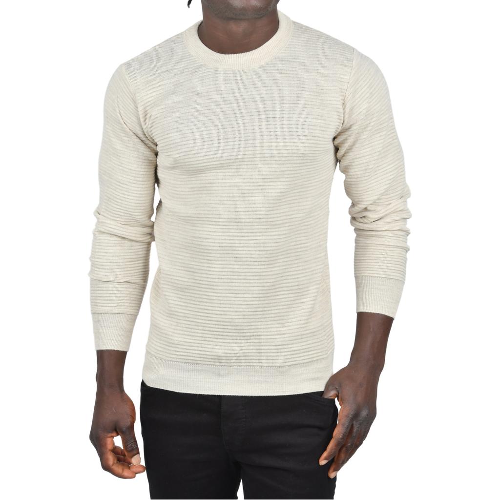 DeepSEA Çizgi Desenli Bisiklet Yaka Dar Kesim Triko Kazak 2505492