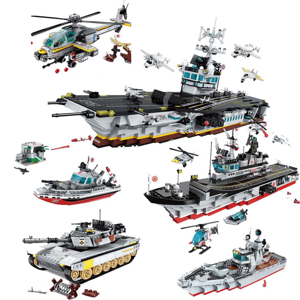 Building Block Battle Army Navy Force Aircraft Marines Carrier Battle Group Educational Bricks Toy Boy Gift