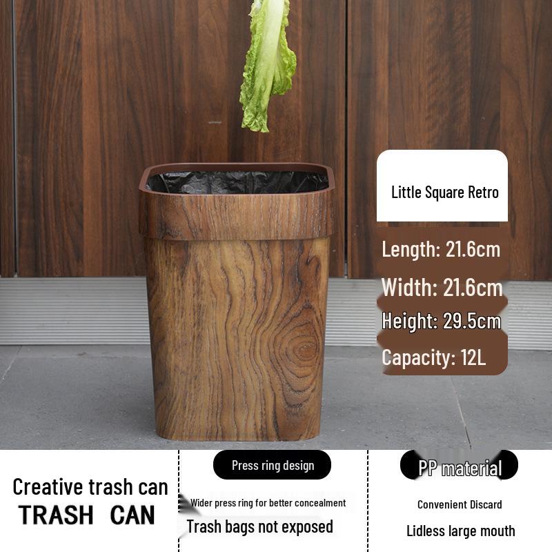 Black Marble Pattern Trash Can for Home - Living Room, Kitchen, Bathroom