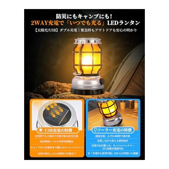 [BOOMAX] LED Lantern Rechargeable 2000mAh Large Capacity Compatible with Solar Charging/USB Charging Waterproof IPX4 Camping Light 2 Color Dimming