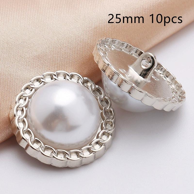 10Pcs 18/20/25Mm Flower Pearl Rhinestones Plastic Shank Buttons For Women Garment Jacket Sweater Handmade Sewing Accessories