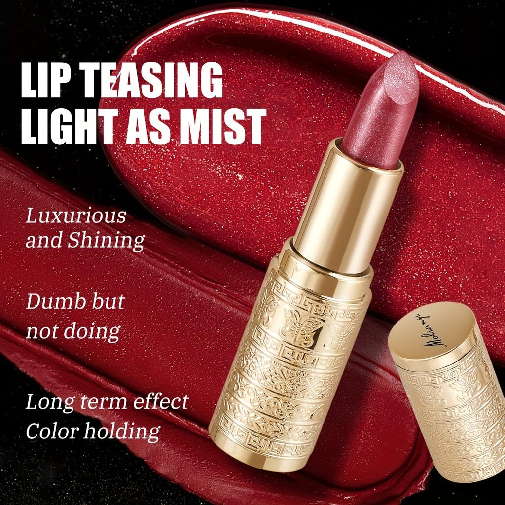 Batom Cintilante de Longa Duração com Acabamento Perolado Hidratante e À Prova d'Água Gloss Labial em Tons Mistos de Rosa e Vermelho Presente de Feriado Perfeito