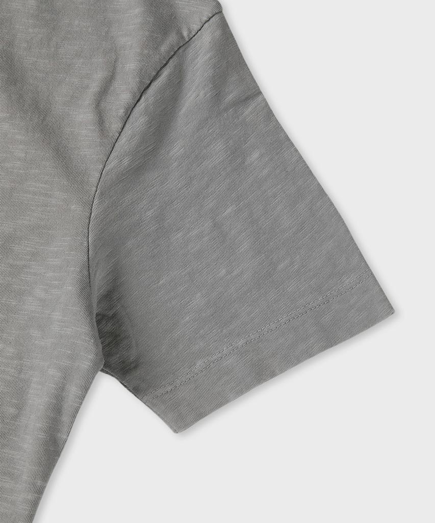 PANICALE Grey Slub Cotton Casual Polo Shirt