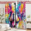 2D flat printing 2pcs Curtain Curtains Colorful Bulldog Portrait Digital Printed Polyester Drapes Festive Curtains Perfect for