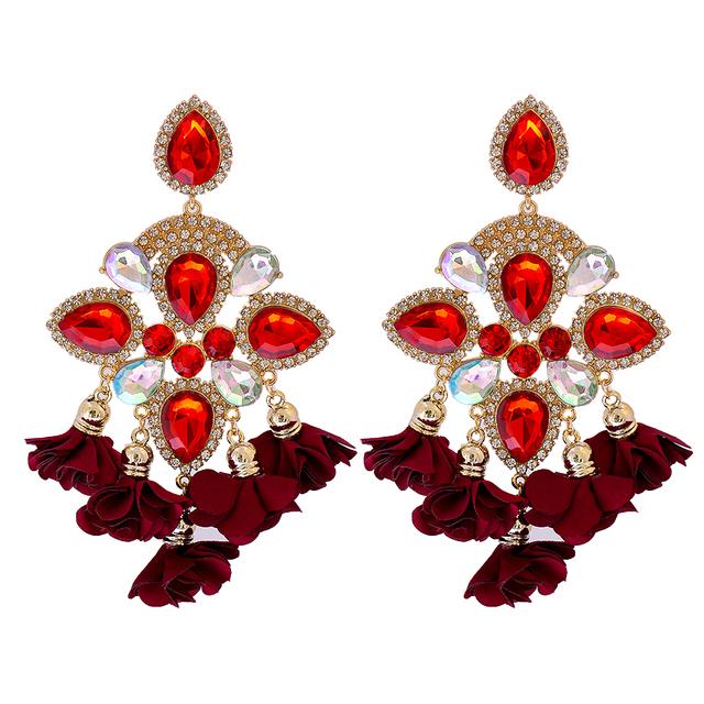 Kaimei Fashion Jewelry Boho Earrings Big Earrings for Women Rhinestones Pendant Crystal Statement Drop Earrings Fashion Jewelry