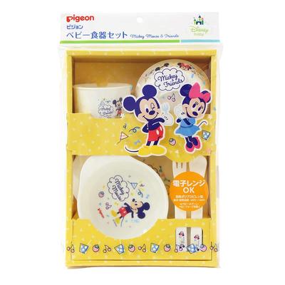 Pigeon Baby Tableware Set Mickey Friends Baby Food Tableware Assortment & [Complete Set] (Dishwasher Safe) 7-Piece