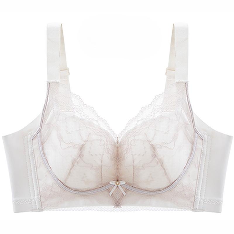 

Women s Summer Thin Style Gathers Breathable Anti Droop Side Retraction Pair Breast Adjustment Underwear 36/80BC молочный белый