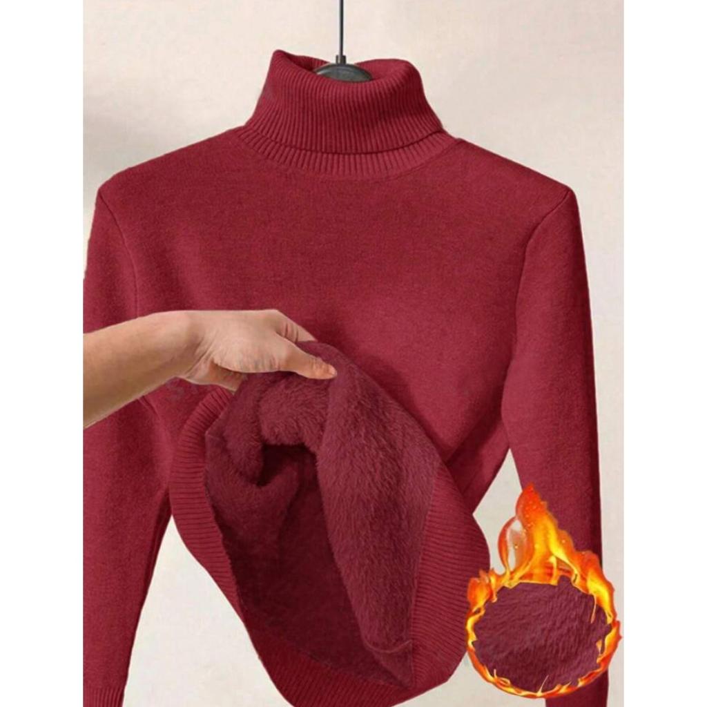 Thickened One-piece Fleece Clothes for Autumn Women, Mink Fleece Warm Top, High Neck Base Shirt for Women
