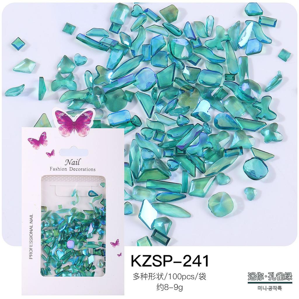 Bagged Flat Bottom Special-Shaped Diamond Nail Art Jewelry Aurora Color Abs Resin Diamond Nail Art Diamond Jewelry