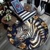 Golden Zebra Round Area Rug,Carpet Rug for Living Room Bedroom Sofa Playroom Decor,Non-slip Floor Mat