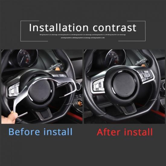 For Jaguar F-Type Chrome ABS Steering Wheel Button Frame Cover Trim 2015-