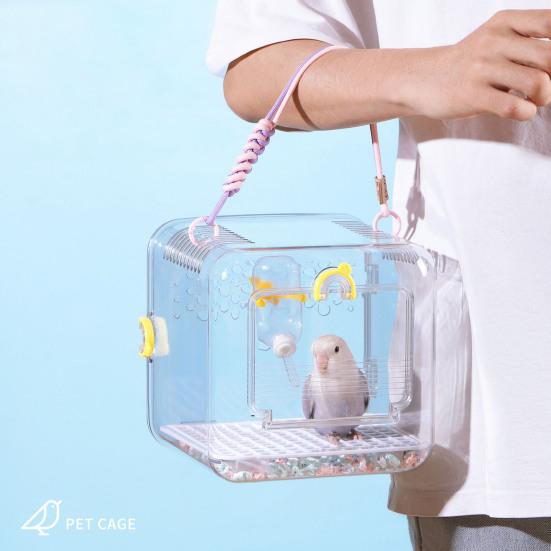 Bird Carrier Travel Parrot Cage Transparent Ventilated Bird Cage with Safety Locks Portable Bird