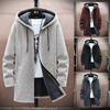 Men's Hooded Cardigan Sweater: Zipper, Velvet Lined, Casual Knitwear for Autumn/Winter