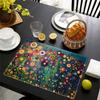 Of 4 Placemats Featuring Gustav Klimt'S Floral Designs, Stylish Printed Patterns, Faux Linen Table Mats Suitable for Dining, Kitchen 12.0X18.0 Inch.
