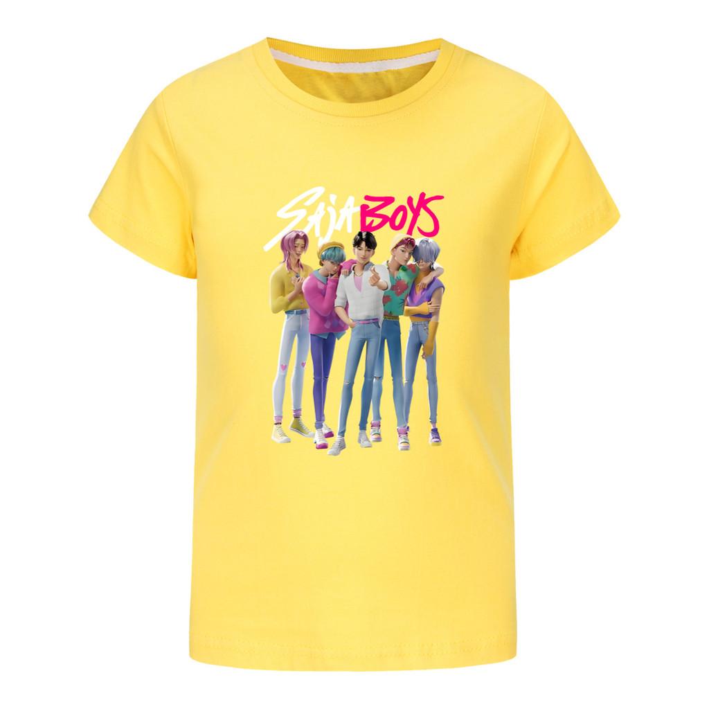 4986 Kids Girls Boys Sajaboys Rumi Mira Zoey Print Casual Cotton Short Sleeves T-Shirt