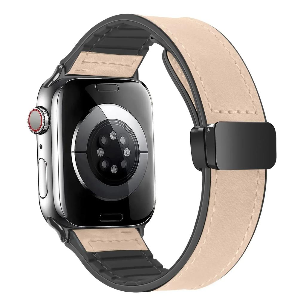 Strap for Apple Watch Band 45mm 44mm 40mm 42 41mm Ultra 49mm Leather+Silicone Bracelet Correa iWatch Series 9 8 7 6 5SE
