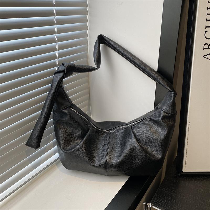 High-quality Brand Korean Crossbody Bag Retro Soft Pleated Dumpling Bag Pu Solid Color Zipper Shoulder Bag Trendy Versatile Bag