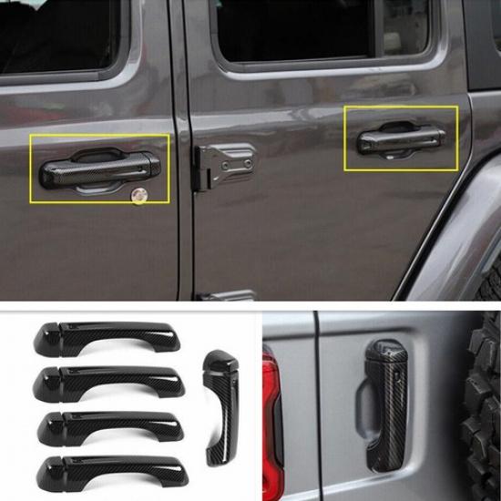 Carbon Fiber Door Handle Cover Trim Bezel For Jeep Wrangler JL 18-23 Accessories