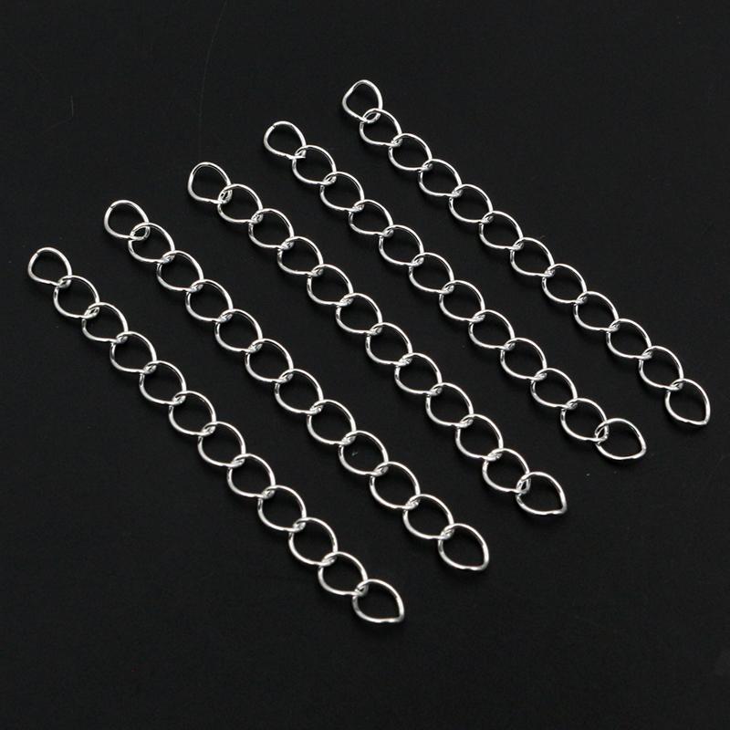 50pcs 50mm Length 3x2/4x3mm Necklace Extension Chain Bulk Tail Chains Extender For Bracelet DIY Jewelry Making Accessories
