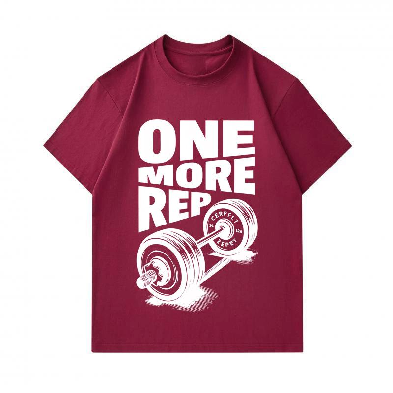 Men's 100% Cotton Crew Neck Short Sleeve T-Shirt, One More Rep Dumbbell Print Casual Workout Gym Fitness Tees Breathable Comfortable Athletic Tops for