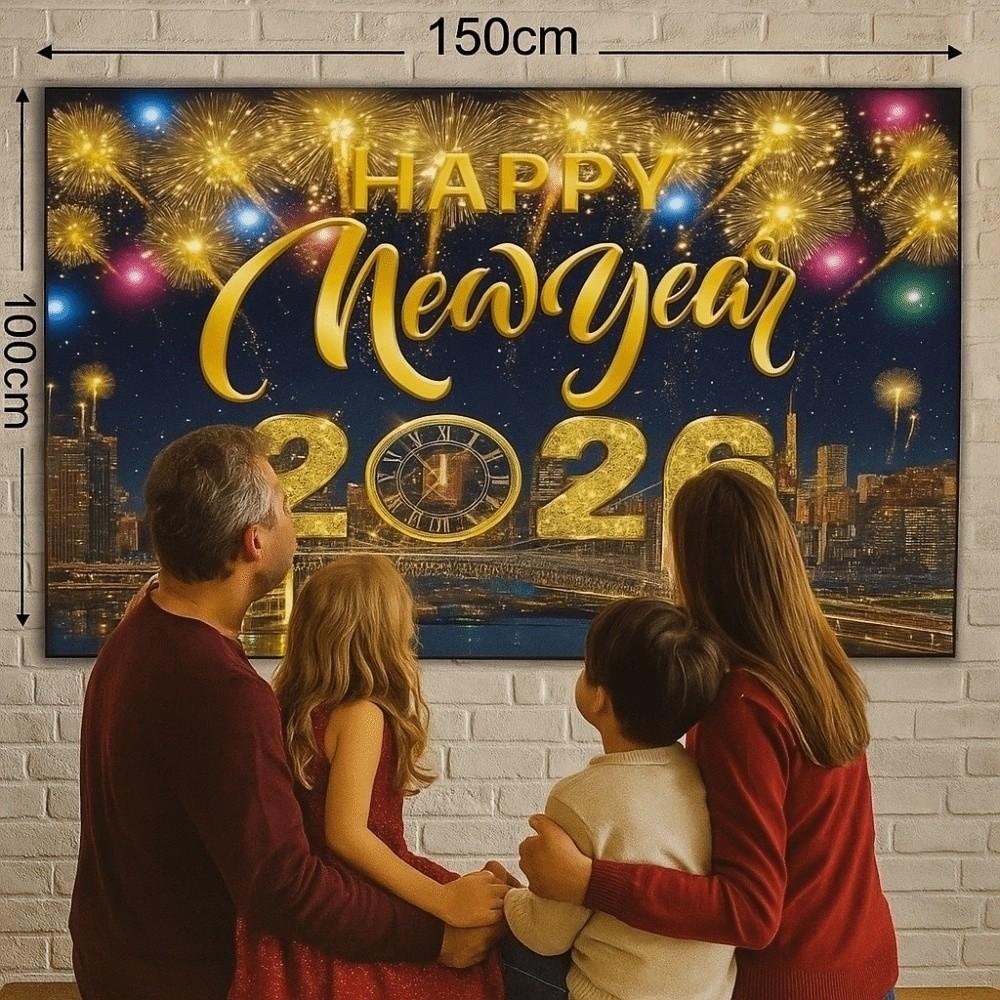 Banner 2026 Background Cloth 150x100CM New Year Wall Decor Cloth New Year Backdrop Porch Sign