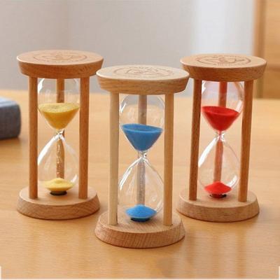 Tragbare Stabile Verbindung Sanduhr aus Holz Keine Verformung 1/3/5 Minuten Runde Sanduhr-Timer 5 Farben Holz Kindergeschenk