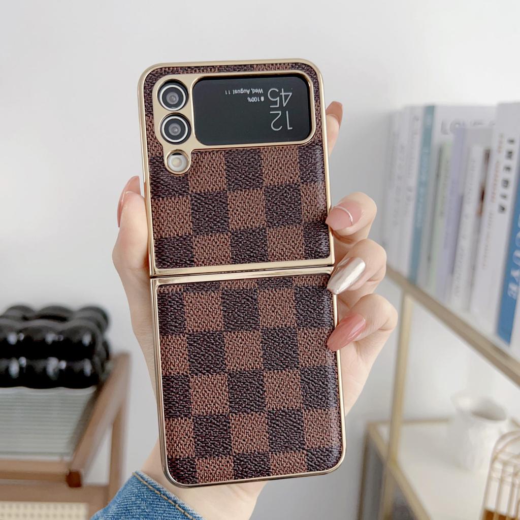 Samsung Z Flip7 Składane Etui Ochronne z Wzorem Kratki Odporne na Upadki dla Z Flip6