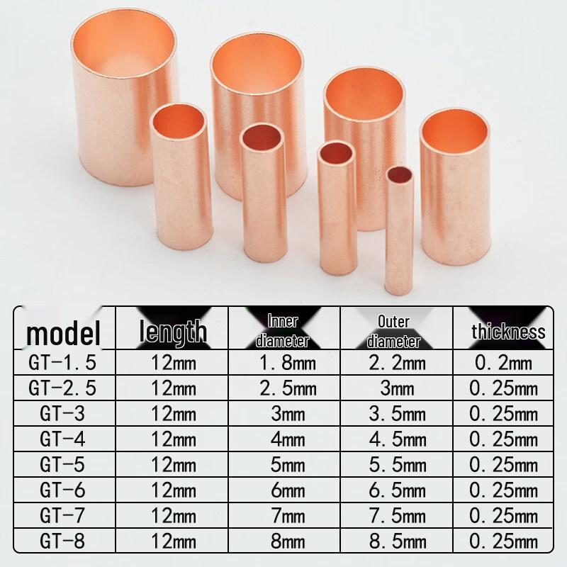 Kundiny 6mm Copper Tube Cold Press Terminal Connectors
