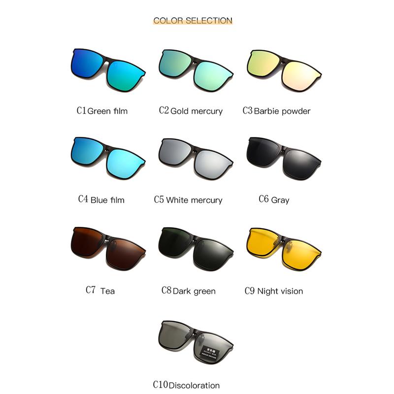 Clip On Sunglasses Men Vintage Square Anti Glare Night Vision Glasses for Car Driving Oculos
