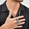 Vintage Celtic Knot Necklace for Men Boys,Stainless Steel Round Pendant Necklace,Punk Amulet Jewelry Gift