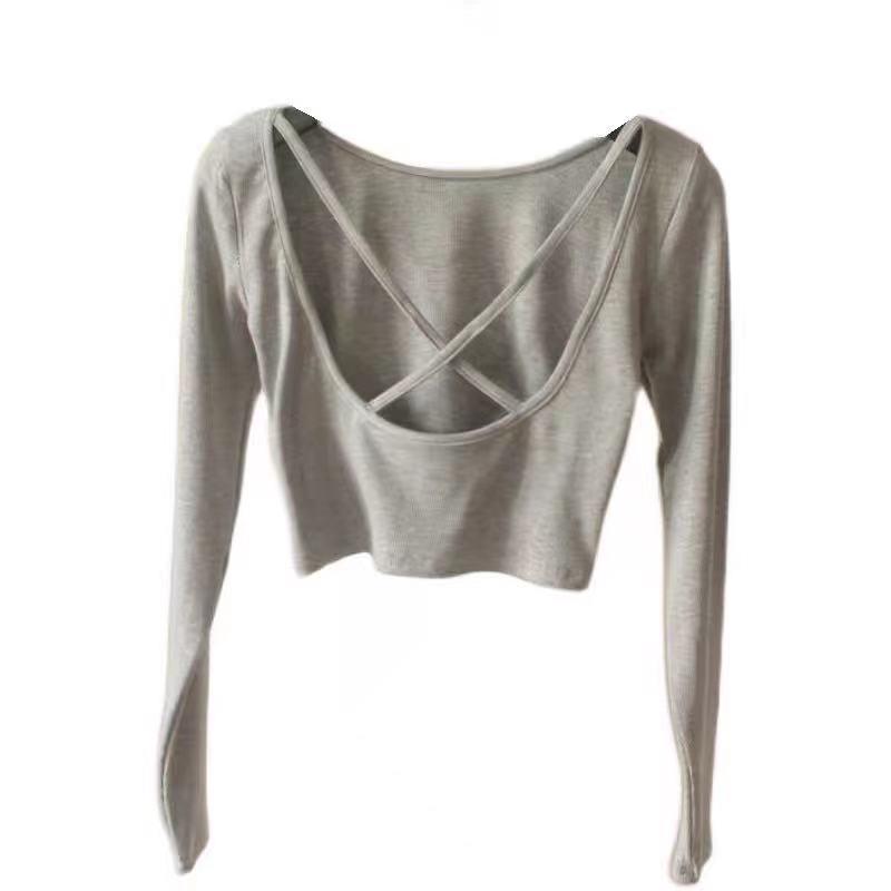 Korean Spicy Backless Long Sleeve Crop Top for Women - Trendy and Sexy