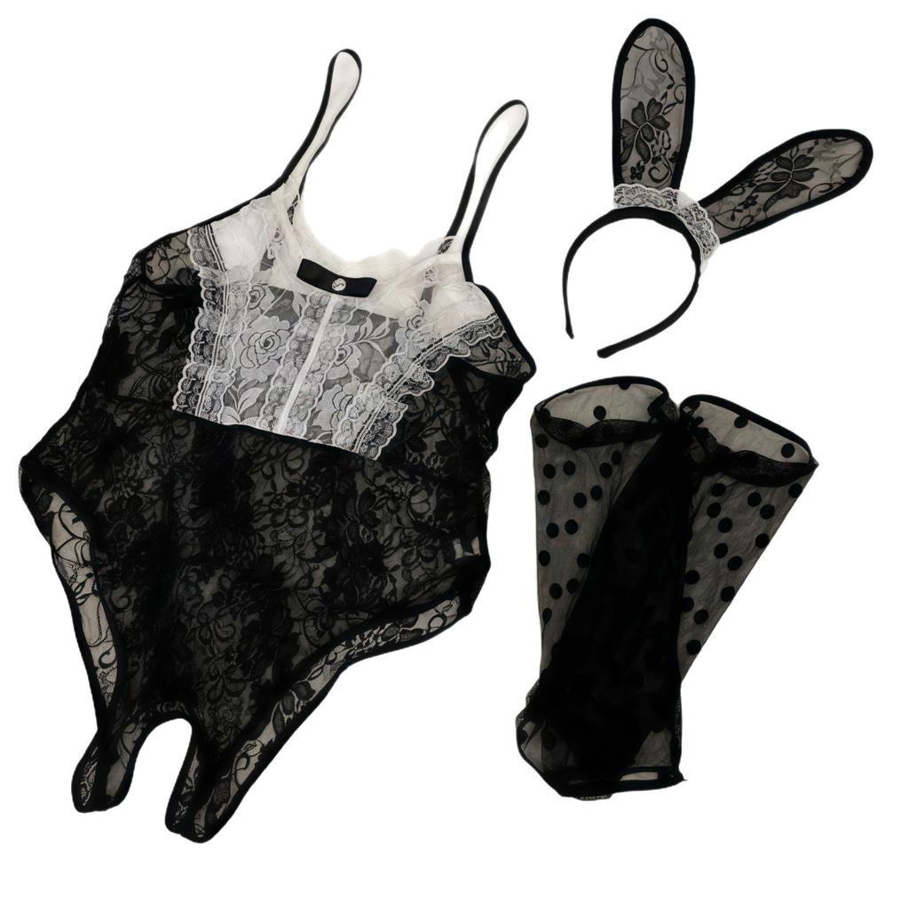 Large Size Sex Clothes Sexy Mesh Flirting Perspective Couple Fun Clothes Bunny Uniform Set