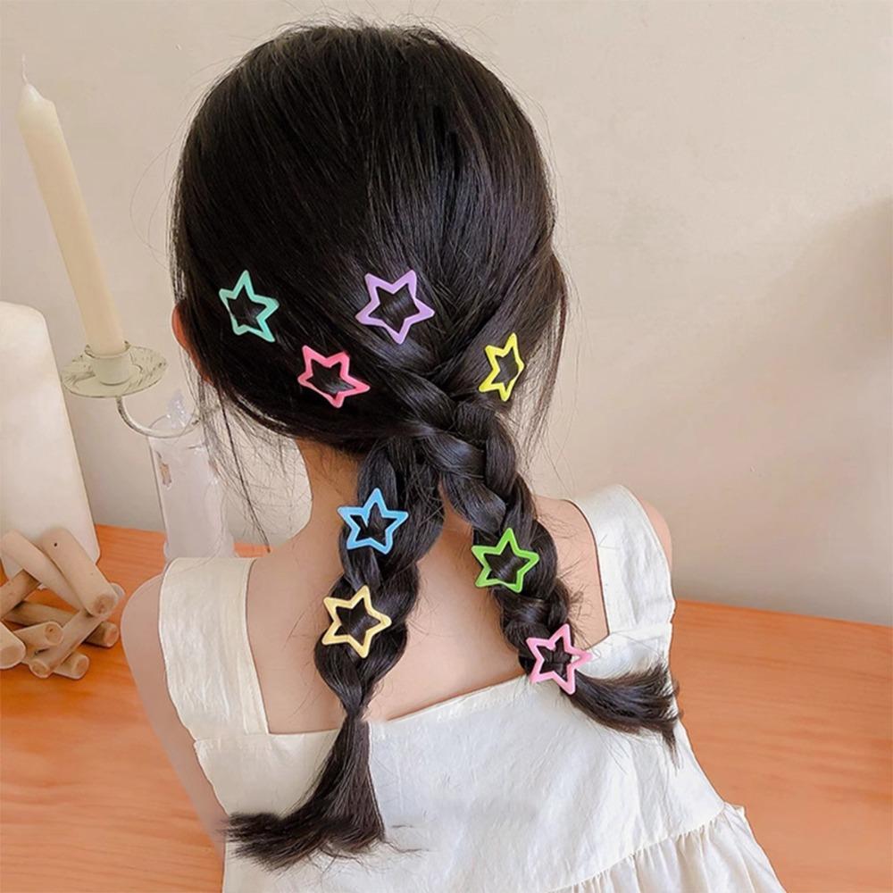 10Pcs Star Heart Shaped Hair Clips Alloy Side Clips Cute Hairpins