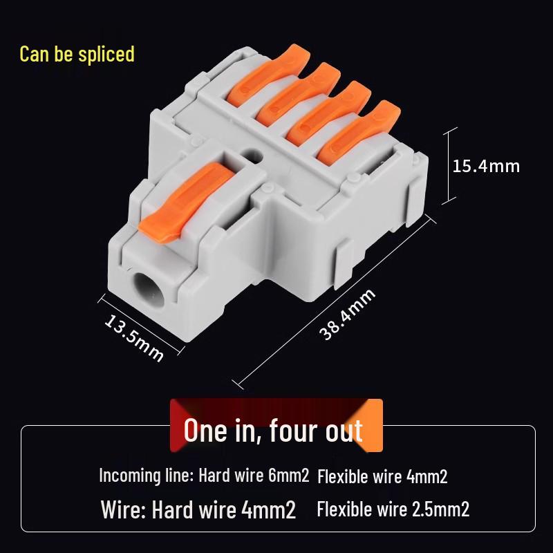 Quick Wire Connector Terminal Block with Test Hole - Junction Box, 2 Inputs, 4/6/8/12 Outputs Terminal Strip