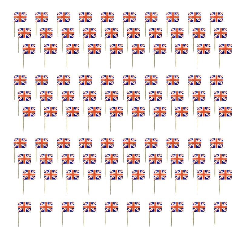 100Pcs Multicolor International Flag Toothpicks Cupcake Picks Cake Top Ornament For Desserts Display Festival Decoration