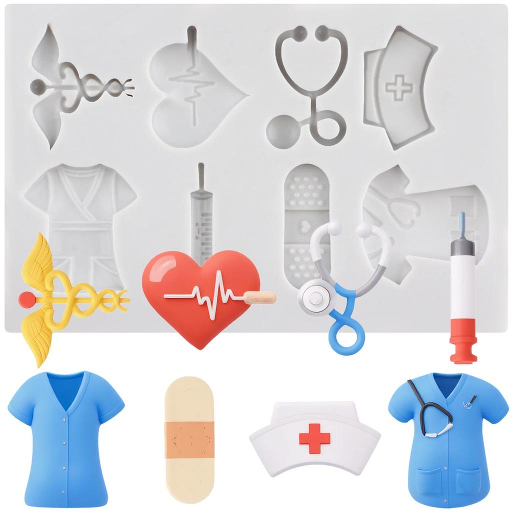 Nurse Uniform Silicone Mold Medical Equipment Fondant Molds Cake Decorating Tools Cupcake Topper Candy Resin Clay Chocolate Gumpaste Mold