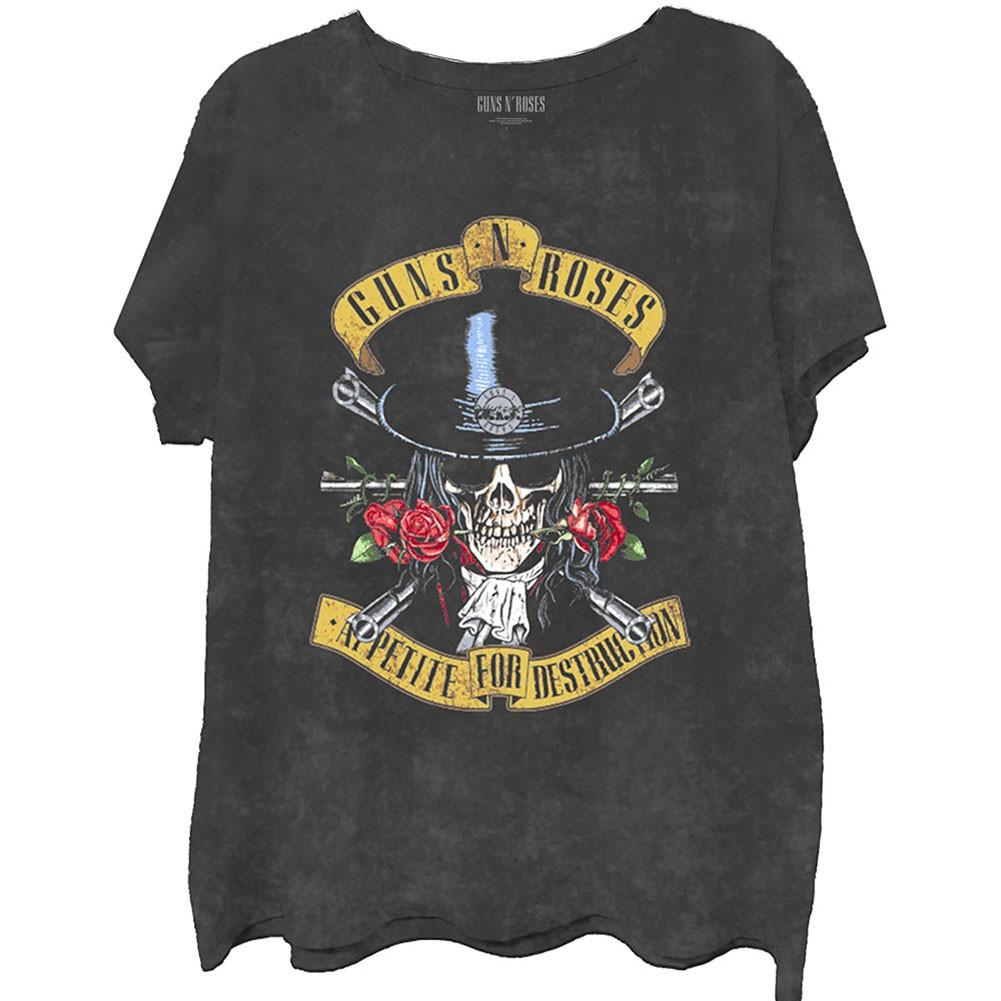 Men's Guns N Roses Appetite Washed (Dip-Dye/Mineral Wash) Tie Dye T-shirt Small
