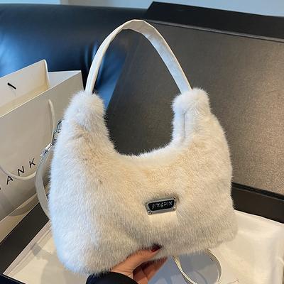 Neue Herbst flauschige Handtasche Damen Schulter Unterarmtasche Mode Plüschtasche Umhängetasche Plüsch Handtasche