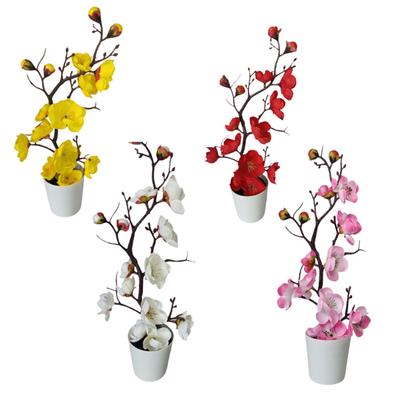 Fake Flower with Potted, Potted Flowers Arrangement, Artificial Floral Picks Vase for Wedding Home Holiday Decoration