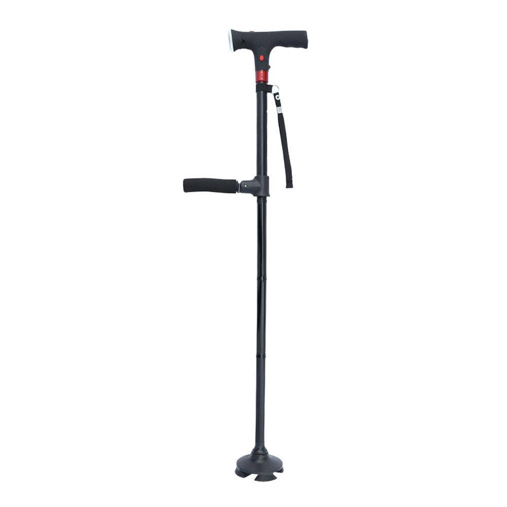 Folding Cane Double-Handle Adjustable Cane Foldable Crutches With LED Light And Alarm Aluminum Alloy Elderly Walking Pole