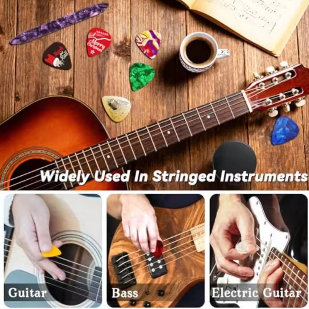 2025 Guitar Picks Advent Calendar-20 Guitar Picks & 2 Oud Picks with Pick Holder Christmas Gift for Guitar Bass Ukulele Players