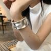 Chunky Heavy Frosted Matte Metal Geometric Wide Bangles for Women Open Cuff Thick Irregular Bangle Bracelets Punk Jewelry