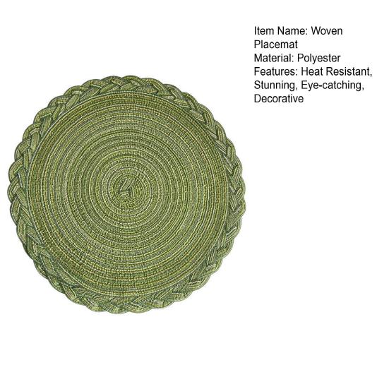 12-inch Ronde Placemats, Geweven Gevlochten Polyester Placemats, Wasbare Hittebestendige Ronde Eettafelmatten voor Keuken