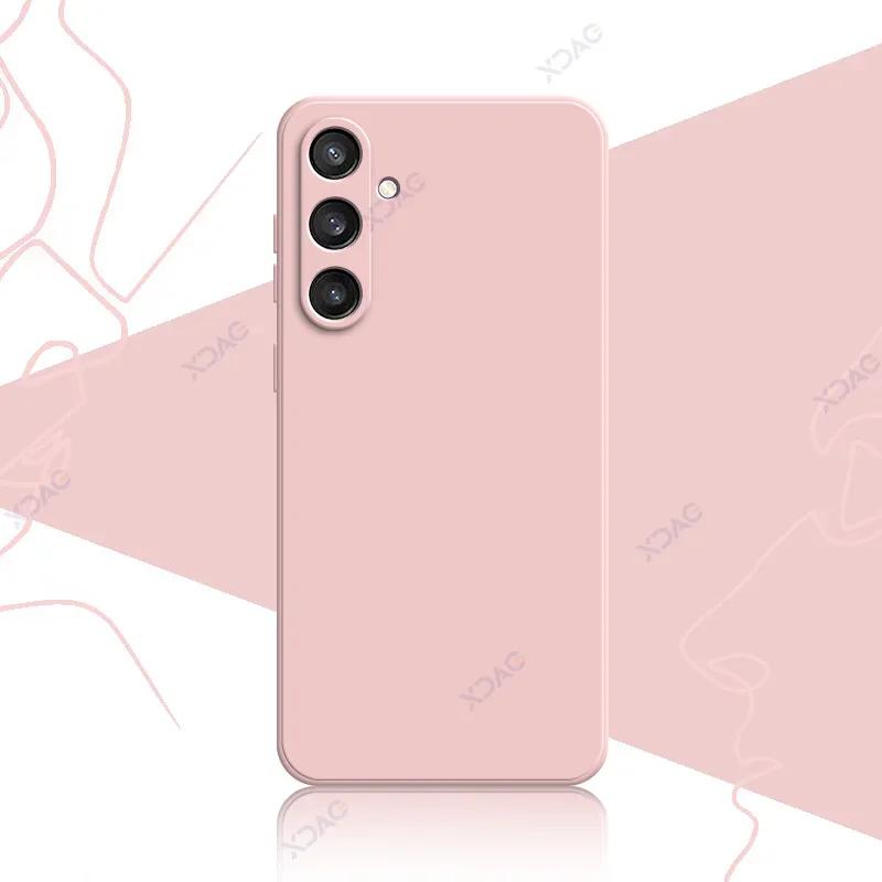 Coques Carrées de Luxe en Silicone Liquide pour Samsung S24 Plus Ultra SamsungS24 S24Plus S24Ultra 5G 360 Protection Douce Boîtier